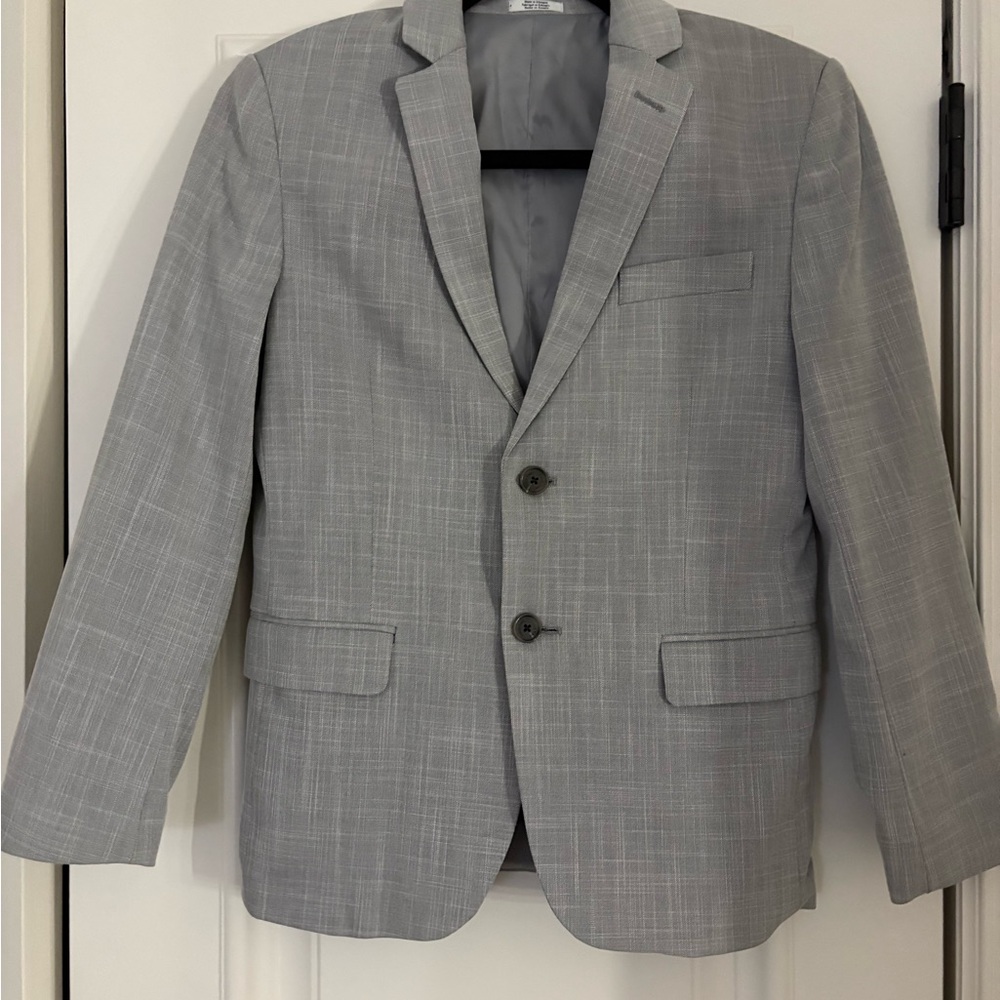 Calvin Klein Light Gray Plaid Two-Button Blazer